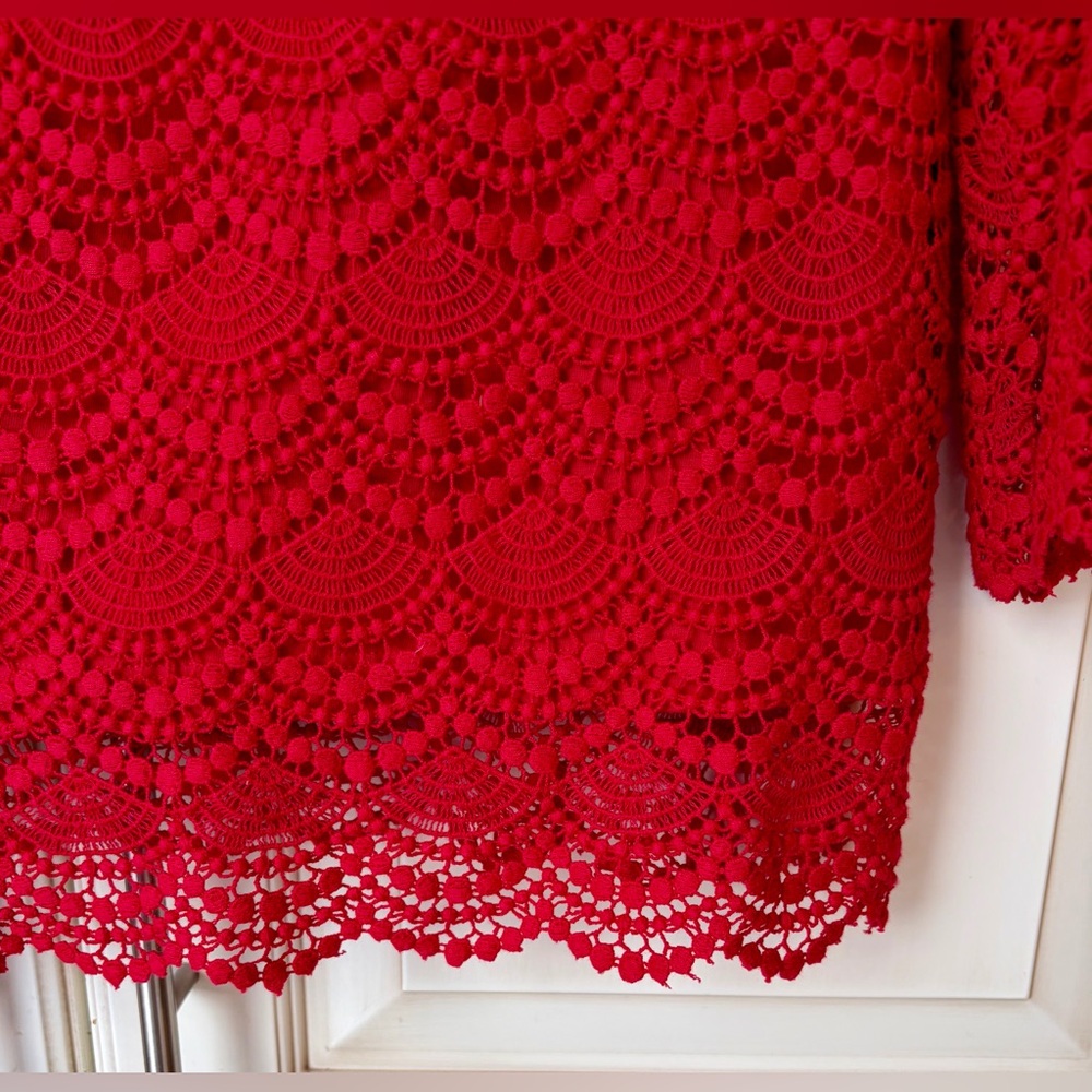 NWT Talbots “Reserve” Red Lace Top. Large. Beautiful details. - Picture 2 of 7